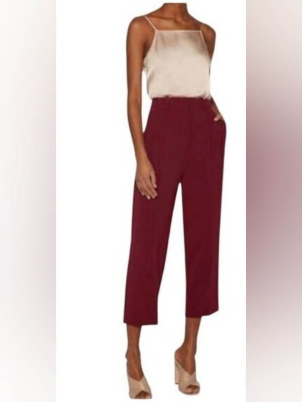 Theory Admiral Crop Straight Leg Pants In Burgundy, Size 6